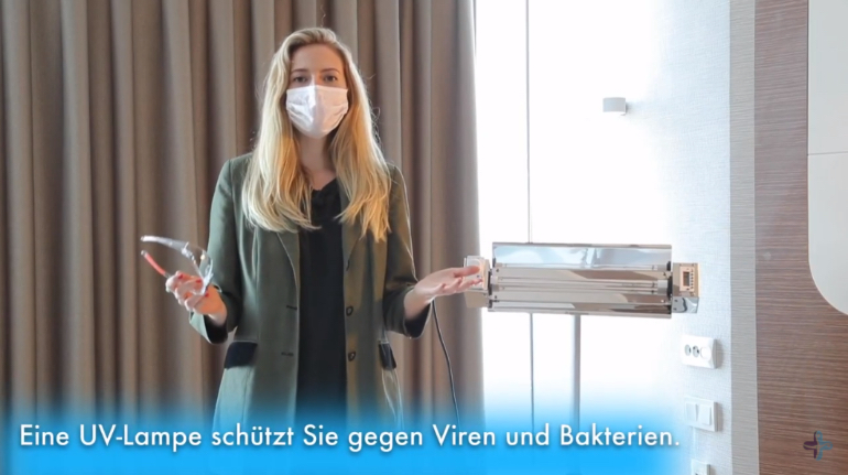 The UV lamp kills bacteria and viruses