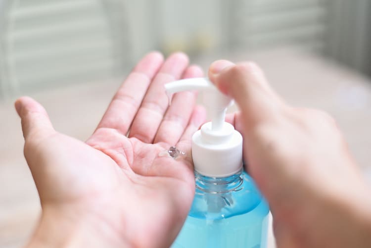 Hand sanitiser dispensers are easy to find in the clinic