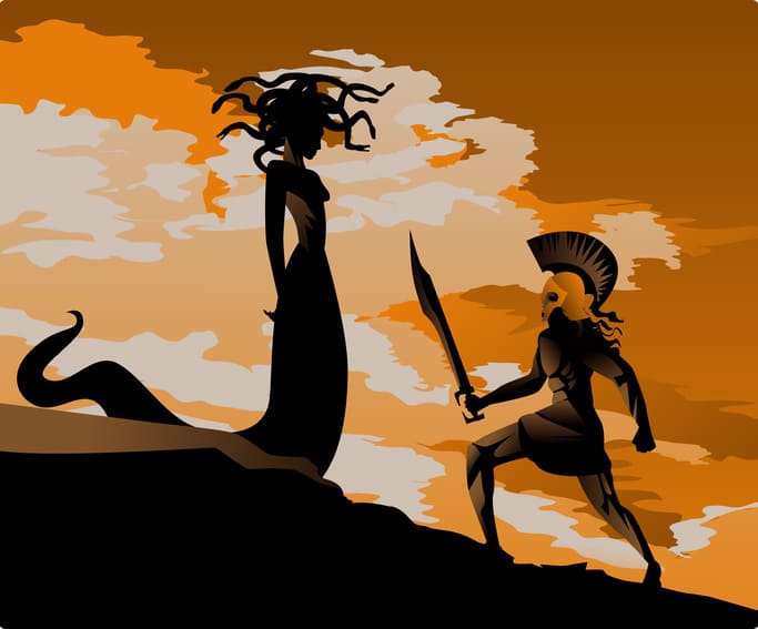 Dans la mythologie grecque, les Gorgones ont des serpents pour cheveux