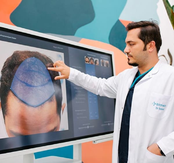 Dr. Balwi montrant la zone donneuse d'un patient
