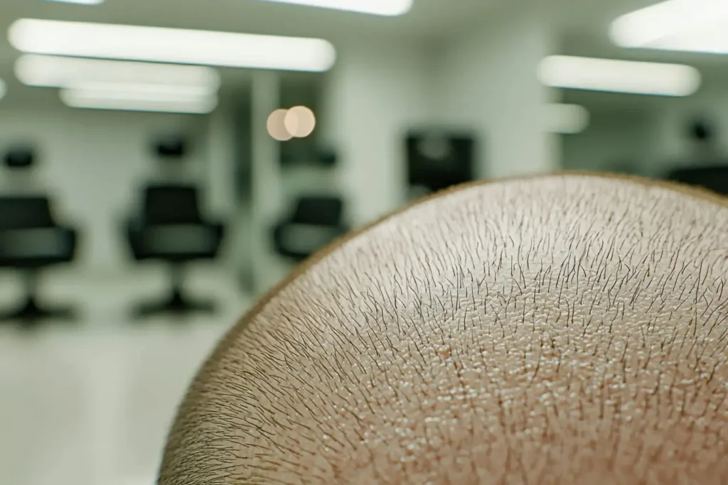 Homme dans une usineà greffe de cheveux