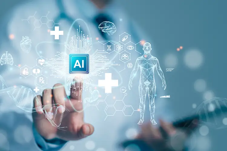 Ein Arzt nutzt moderne KI-Technologie zur Diagnose und Patientenversorgung
