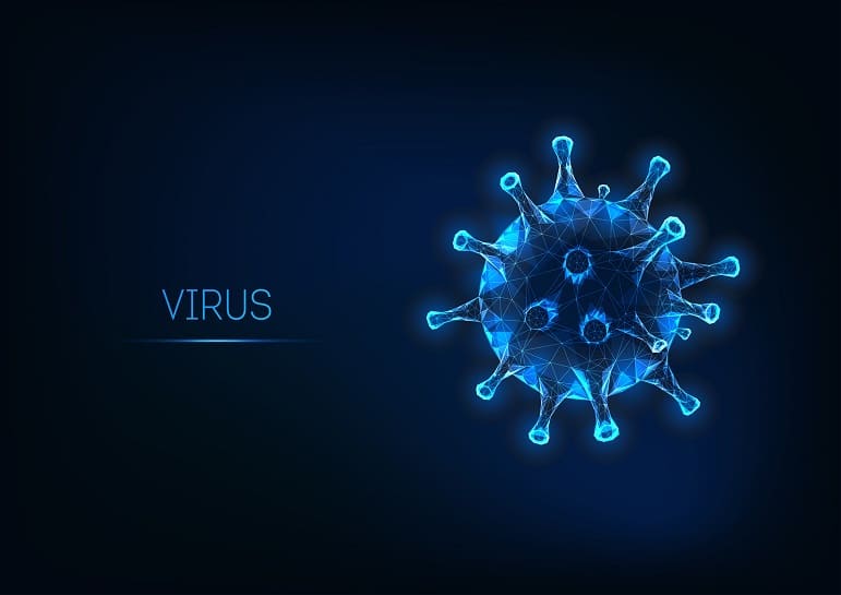 Viruszelle auf blauen Hintergrund