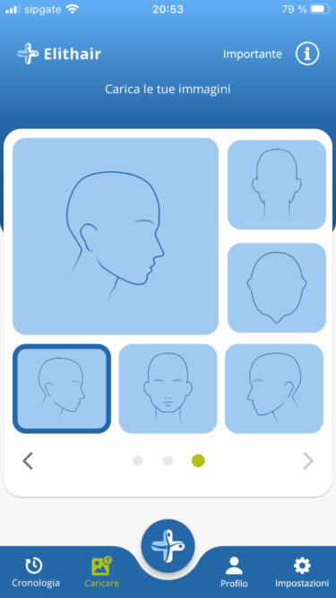 Schermata per il caricamento delle immagini dell'app di Elithair