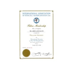 Certificado Elithair como membro da Associação Internacional de Transplante de Células-Tronco nos Estados Unidos
