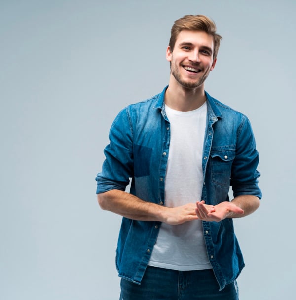 Man after a full recovery from his hair transplant